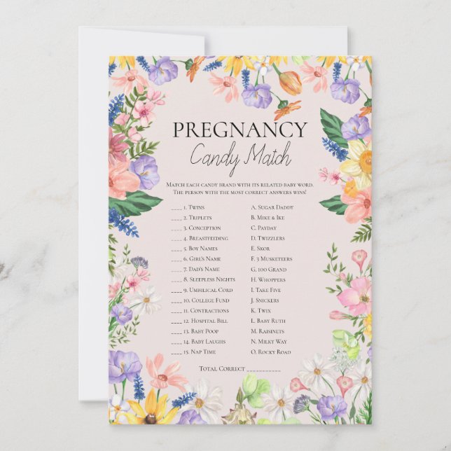 How Sweet It Is Pregnancy Candy Match Game Card (Front)