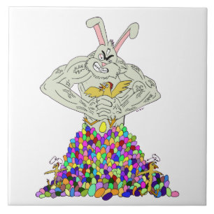 How the Easter Bunny gets his eggs Ceramic Tile