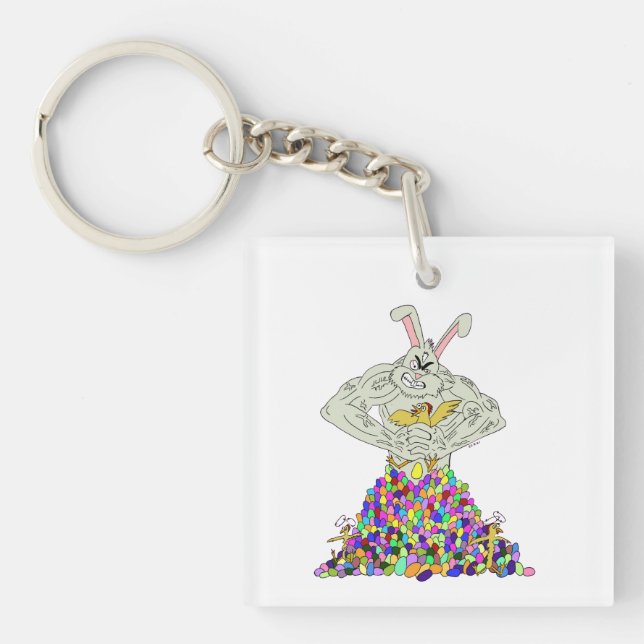 How the Easter Bunny gets his eggs  Key Ring (Front)