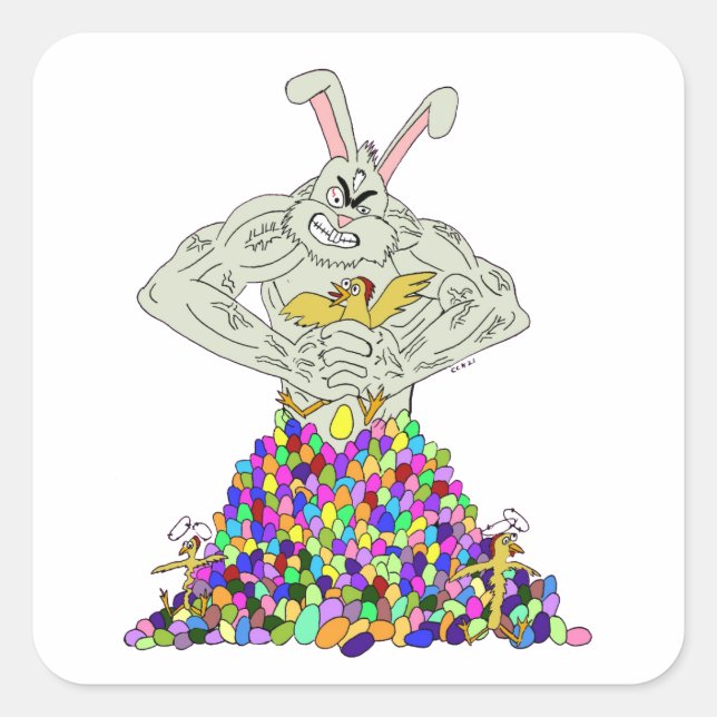 How the Easter Bunny gets his eggs  Square Sticker (Front)