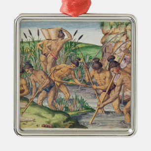 How the Indians Collect Gold from the Streams Metal Tree Decoration