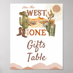 How The West Was One Birthday Cowboy Gifts Table Poster