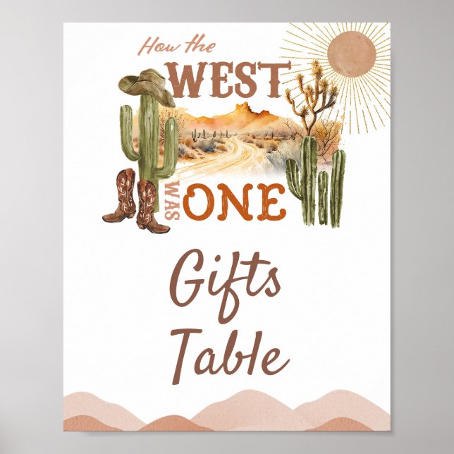How The West Was One Birthday Cowboy Gifts Table Poster (Front)