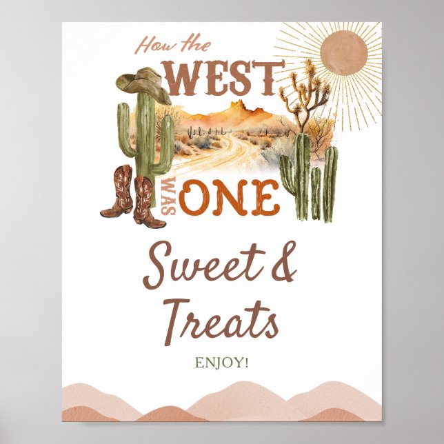 How The West Was One Birthday Cowboy Sweet & Treat Poster (Front)