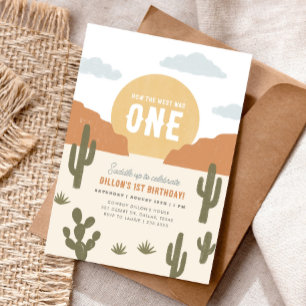 How the West Was One Cowboy Birthday Invitation