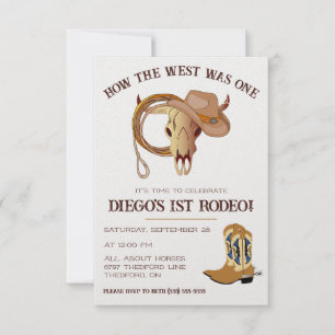 How the West was One! Cowboy First Rodeo Birthday Invitation