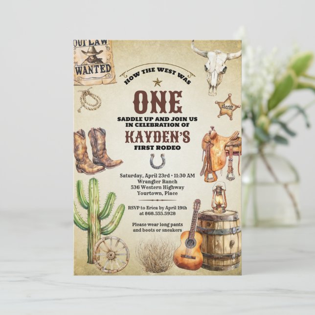 How the West was One First Birthday Party Invitation (Standing Front)