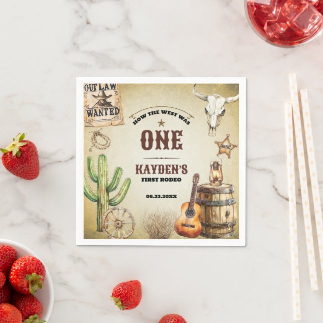 How the West was One First Birthday Party Napkin (Insitu)