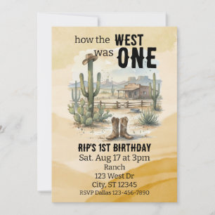 How the West was ONE, western 1st Birthday Invitation