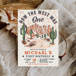 How The West Was One Western Cowboy Birthday Invitation