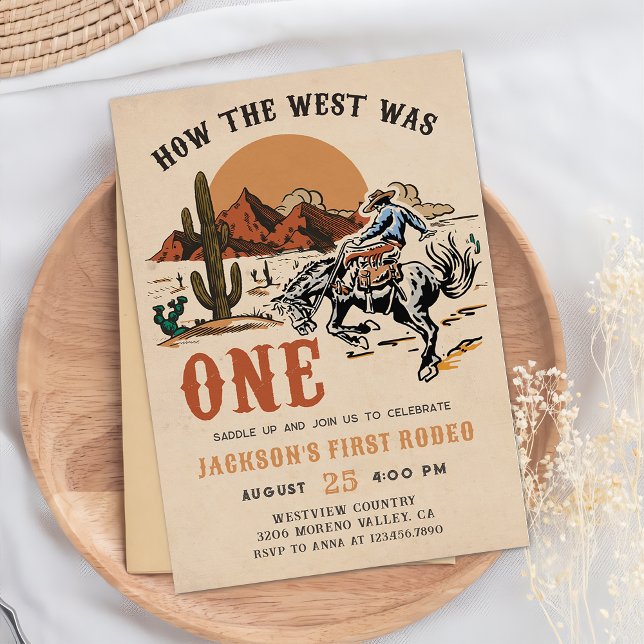 How The West was One Western Cowboy Birthday Invitation (Creator Uploaded)