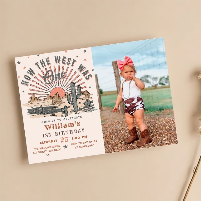 How The West was One Western Cowboy Birthday Photo Invitation (Creator Uploaded)