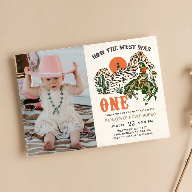 How The West was One Western Cowboy Birthday Photo Invitation (Creator Uploaded)