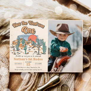 How The West Was One Western Rodeo 1st Birthday Invitation