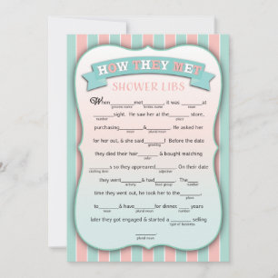 How They Met Shower Libs Funny Game Cards