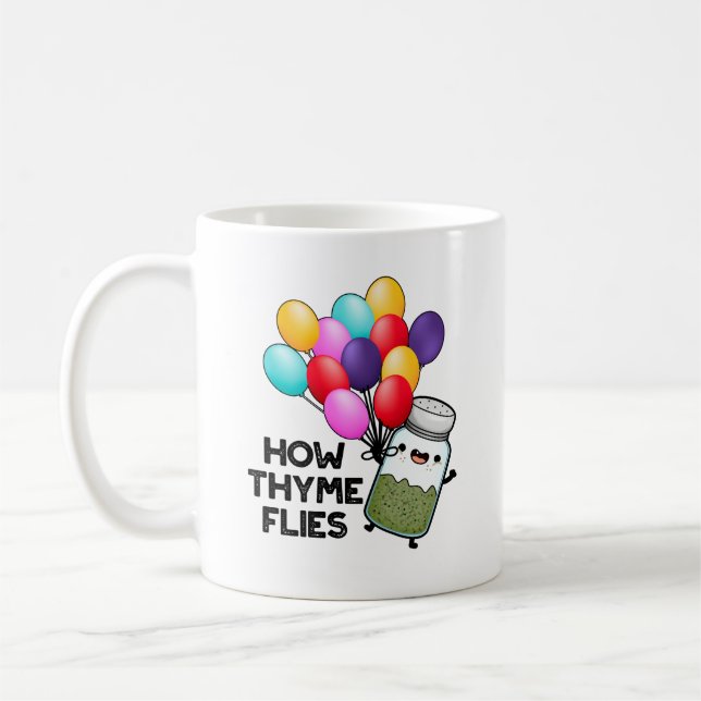 How Thyme Flies Funny Herb Pun  Coffee Mug (Left)