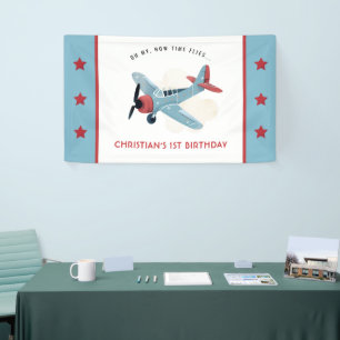 How time Flies Aeroplane Birthday Banner