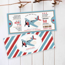 How time Flies Aeroplane Birthday ticket Invitatio