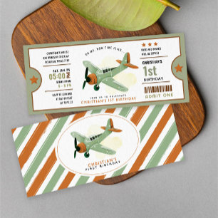 How time Flies Aeroplane Birthday ticket Invitatio Invitation