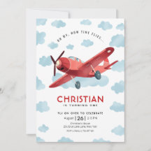 How time Flies Red Aeroplane Birthday