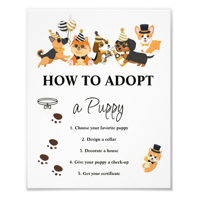 How To Adopt A Puppy Sign (Front)