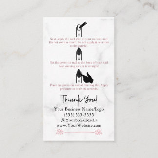 How To Apply Press-On Nails Instructions Marble  Business Card