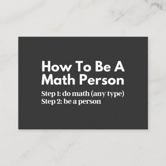 How To Be A Math Person Business Card (Front)