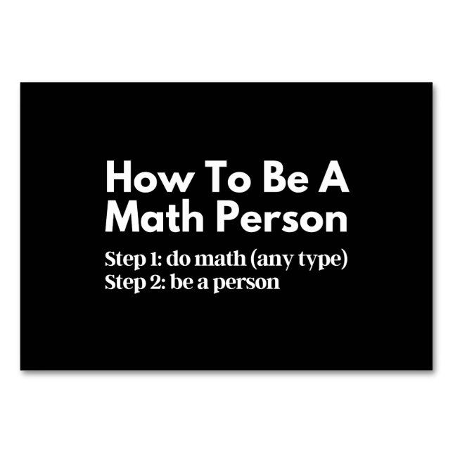 How To Be A Math Person Table Number (Front)