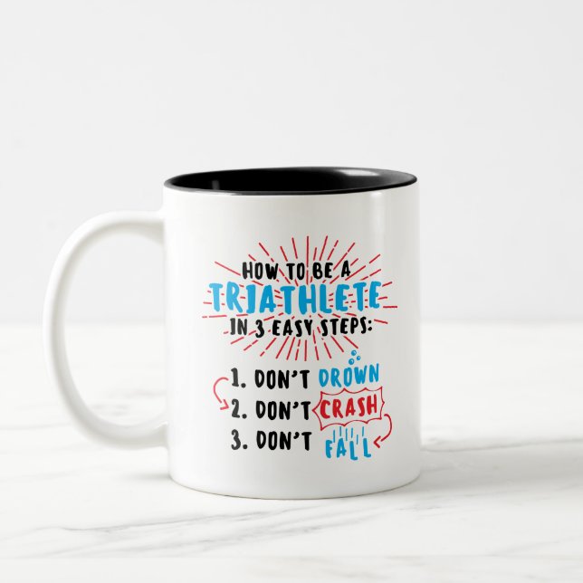 HOW TO BE A TRIATHLETE Two-Tone COFFEE MUG (Left)