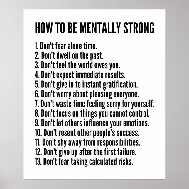 How to Be Mentally Strong - 13 Key Tips Poster (Front)