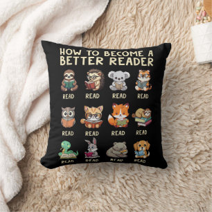 How to Become a Better Reader Book Funny Animals  Cushion