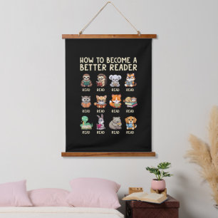 How to Become a Better Reader Book Funny Animals Hanging Tapestry