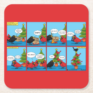 How to Decorate a Christmas Tree Comic Square Paper Coaster