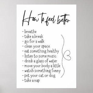How To Feel Better - Simple Tips for Wellbeing Poster