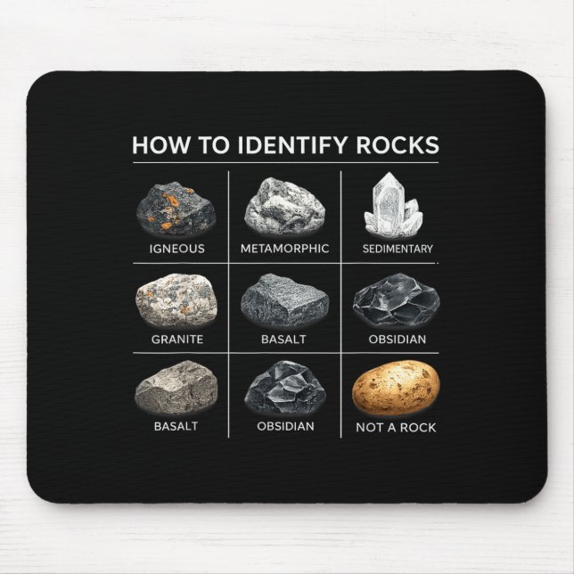 How to identify rocks geology lover mineral mouse pad (Front)