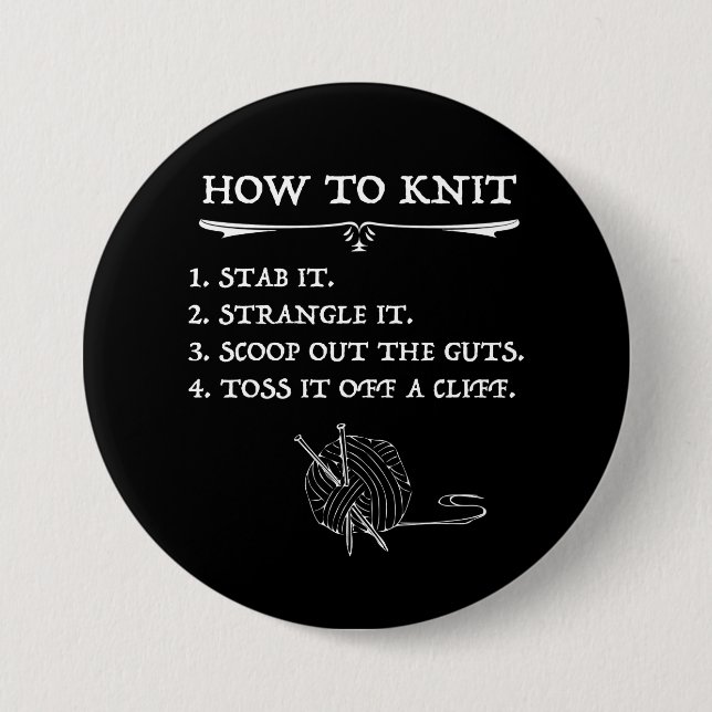 How To Knit Halloween Style 7.5 Cm Round Badge (Front)