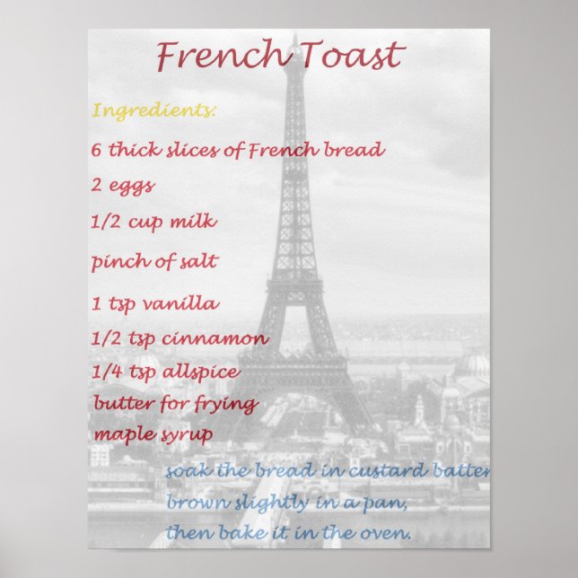 How To Make French Toast Copycat Recipe Poster (Front)