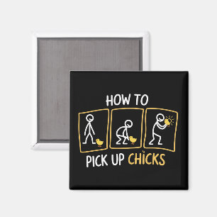 How to Pick up Chicks Funny Sarcastic Sarcasm Joke Magnet