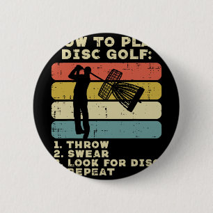 How To Play Disc Golf Sunset Retro Frisbee Golfing 6 Cm Round Badge