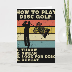 How To Play Disc Golf Sunset Retro Frisbee Golfing Card