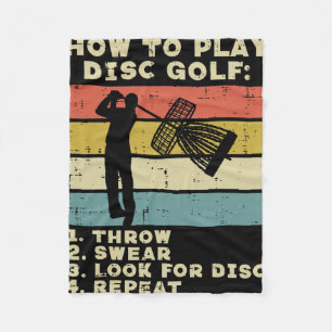 How To Play Disc Golf Sunset Retro Frisbee Golfing Fleece Blanket