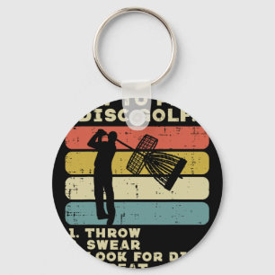 How To Play Disc Golf Sunset Retro Frisbee Golfing Key Ring
