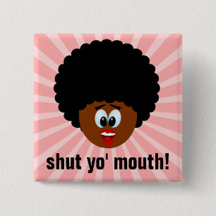 How to politely suggest that someone stop talking 15 cm square badge