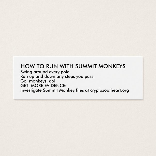 HOW TO RUN WITH SUMMIT MONKEYS (Front)
