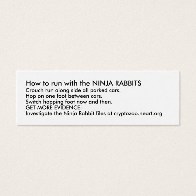 How to run with the NINJA RABBITS (Front)