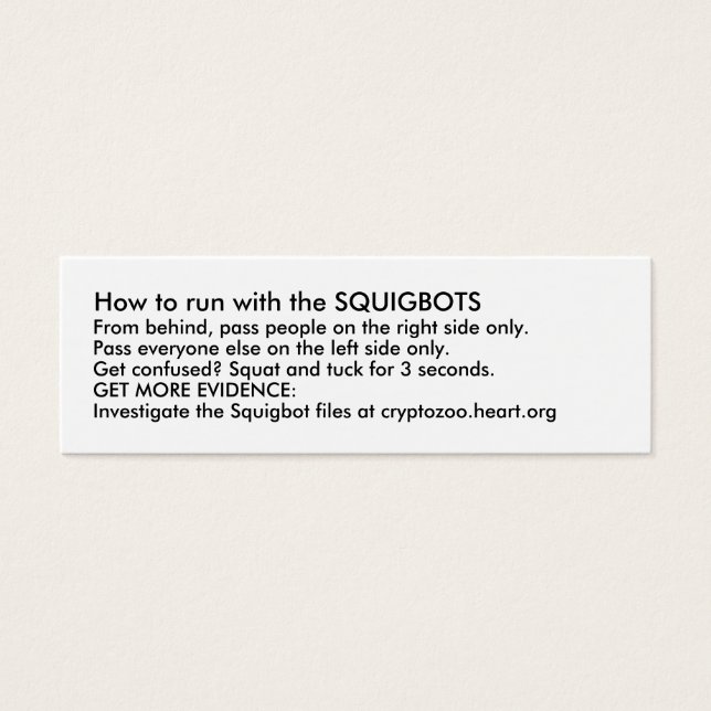 How to run with the SQUIGBOTS (Front)