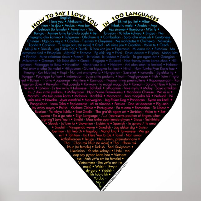 How to say I Love You in 100 different languages Poster (Front)