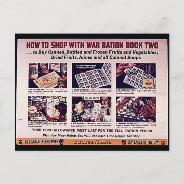 How To Shop With War Ration Book Two Postcard (Front)