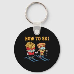 How To Ski Funny Pizza French Fries Skiing Boys Gi Key Ring