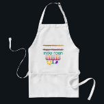 How to Spell Hanukkah Aprons<br><div class="desc">How do you spell Hanukkah,  er Chanukah,  or is it Hanukah,  anyway? Obviously the only "right" way to spell it is in Hebrew! A fun design with "Happy Hanukkah" and "Happy Chanukah" crossed out and "Chanukah Sameach!" in Hebrew,  with a chanukiah (menorah),  dreidel,  and gold gelt beneath.</div>